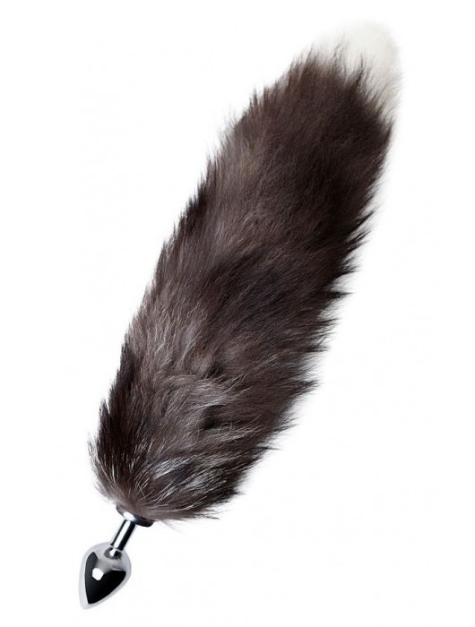 Серебристая металлическая анальная втулка с хвостом чернобурой лисы - размер S - ToyFa - купить с доставкой в Курске