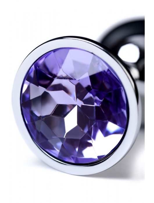 Серебристая конусовидная анальная пробка с фиолетовым кристаллом - 7 см. - ToyFa - купить с доставкой в Курске