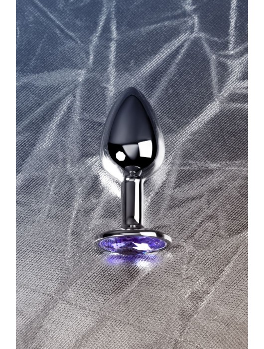 Серебристая конусовидная анальная пробка с фиолетовым кристаллом - 7 см. - ToyFa - купить с доставкой в Курске