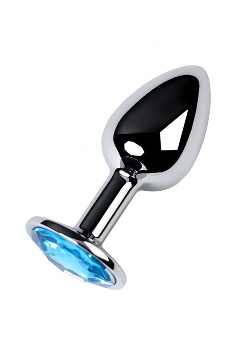 Серебристая конусовидная анальная пробка с голубым кристаллом - 7 см. - ToyFa - купить с доставкой в Курске