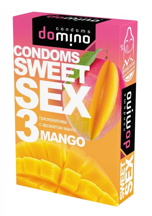 Презервативы для орального секса DOMINO Sweet Sex с ароматом манго - 3 шт. - Domino - купить с доставкой в Курске