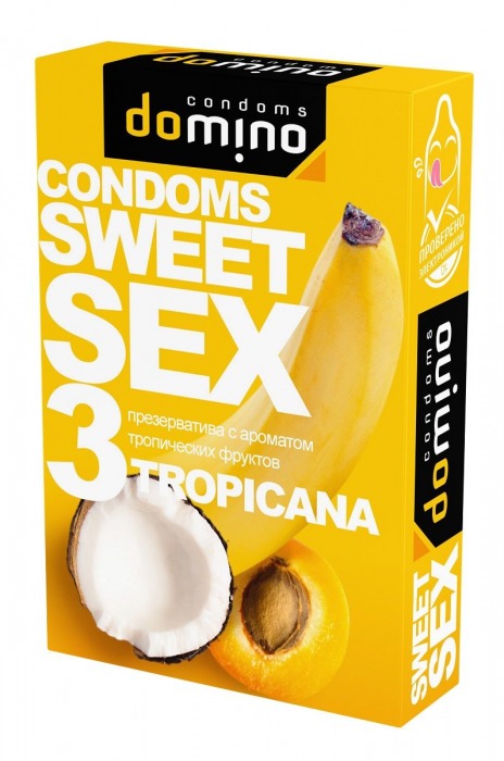 Презервативы для орального секса DOMINO Sweet Sex с ароматом тропических фруктов - 3 шт. - Domino - купить с доставкой в Курске