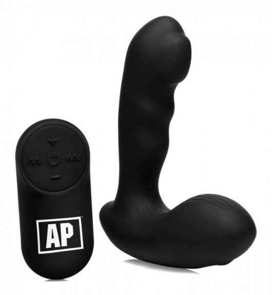 Черный стимулятор простаты Alpha-Pro 7X P-Milker Silicone Prostate Stimulator with Milking Bead - XR Brands - в Курске купить с доставкой