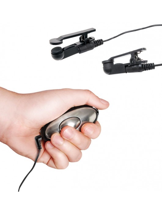 Черные электрические зажимы для сосков Shock Therapy Nipple Clamps - Pipedream - купить с доставкой в Курске