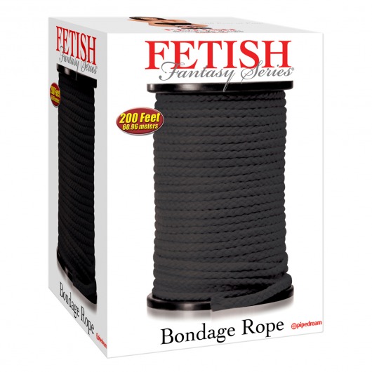 Черная веревка для связывания Bondage Rope - 60,9 м. - Pipedream - купить с доставкой в Курске