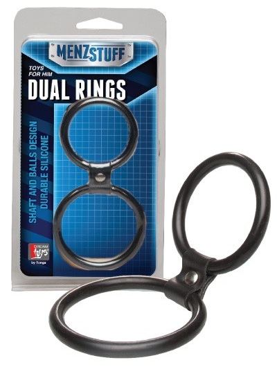 Чёрное двойное эрекционное кольцо Dual Rings Black - Dream Toys - в Курске купить с доставкой