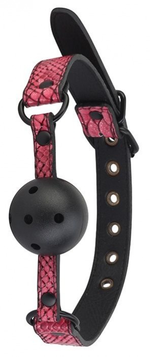 Черно-розовый кляп-шарик с отверстиями BALL GAG - Dream Toys - купить с доставкой в Курске