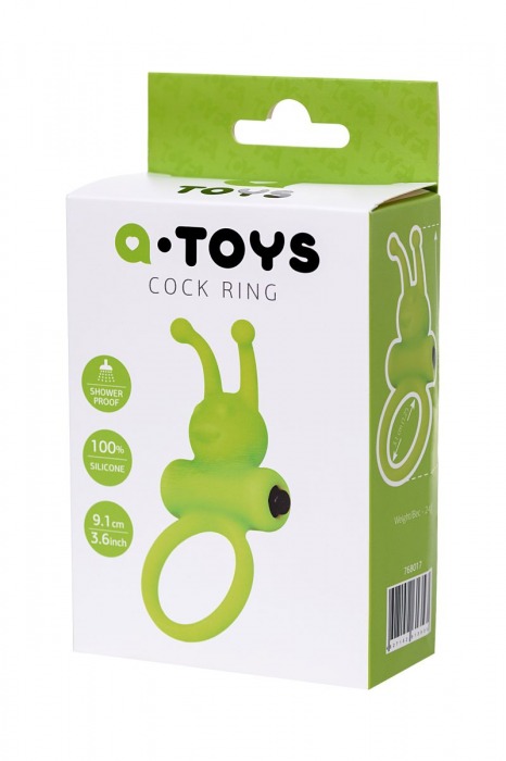 Зеленое эрекционное виброкольцо на пенис Cock Ring - A-toys - в Курске купить с доставкой