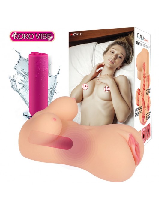 Телесный вибромастурбатор-вагина Clara OnaHole с имитацией груди - KOKOS - в Курске купить с доставкой