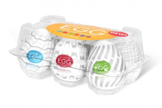 Набор из 6 мастурбаторов Tenga EGG Easy Beat с различным рельефом - Tenga - в Курске купить с доставкой