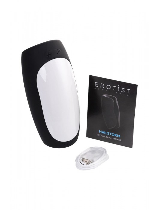 Черно-белый перезаряжаемый мастурбатор Erotist Hailstorm - Erotist Adult Toys - в Курске купить с доставкой