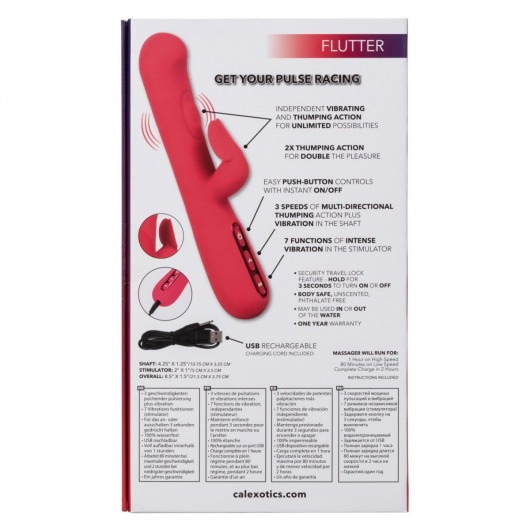 Розовый вибромассажер-кролик Throb Flutter - 21,5 см. - California Exotic Novelties