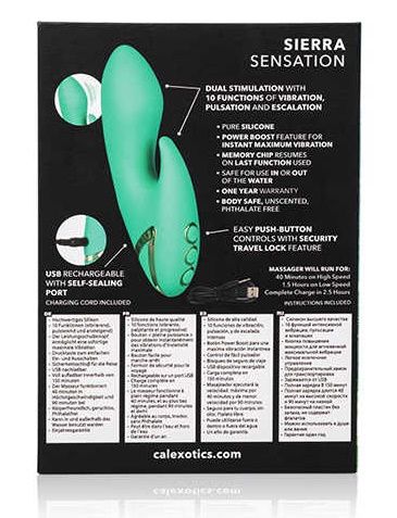 Зеленый вибромассажер-кролик Sierra Sensation - 15 см. - California Exotic Novelties