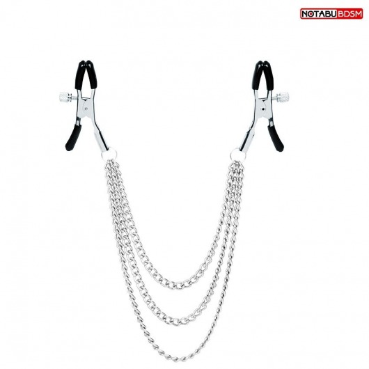 Оригинальные зажимы на соски с тройной цепочкой - Notabu - купить с доставкой в Курске Оригинальные зажимы на соски с тройной цепочкой - Notabu - купить с доставкой в Курске