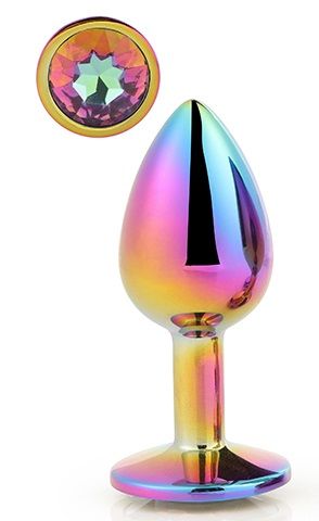 Голографическая анальная втулка с радужным кристаллом - 7,1 см. - Dream Toys - купить с доставкой в Курске
