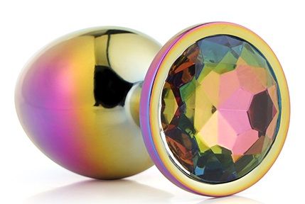Голографическая анальная втулка с радужным кристаллом - 7,1 см. - Dream Toys - купить с доставкой в Курске
