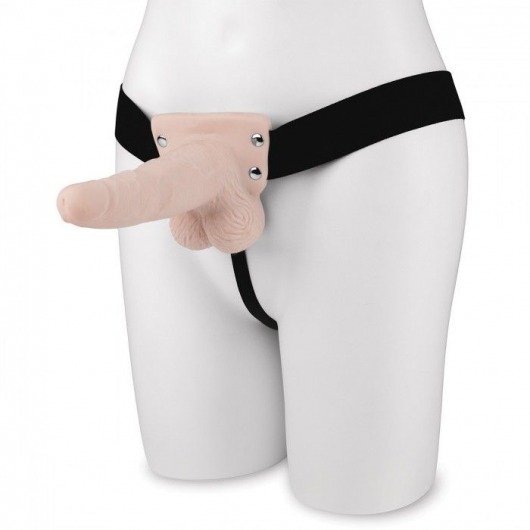 Телесный перезаряжаемый вибрострапон - 18 см. - Lux Fetish - купить с доставкой в Курске