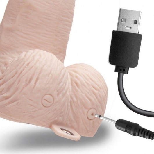 Телесный перезаряжаемый вибрострапон - 18 см. - Lux Fetish - купить с доставкой в Курске