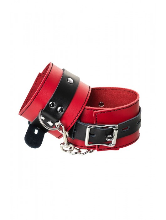 Красно-черные оковы на ноги из кожи - ToyFa - купить с доставкой в Курске