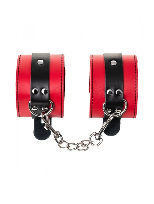 Красно-черные оковы на ноги из кожи - ToyFa - купить с доставкой в Курске