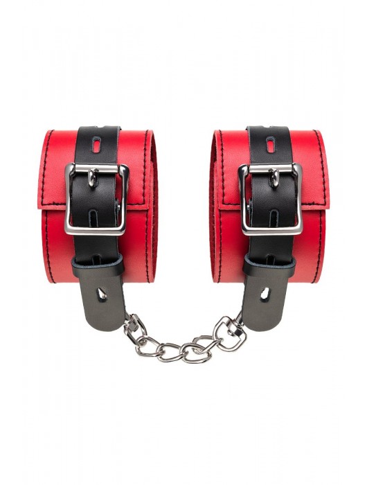Красно-черные оковы на ноги из кожи - ToyFa - купить с доставкой в Курске