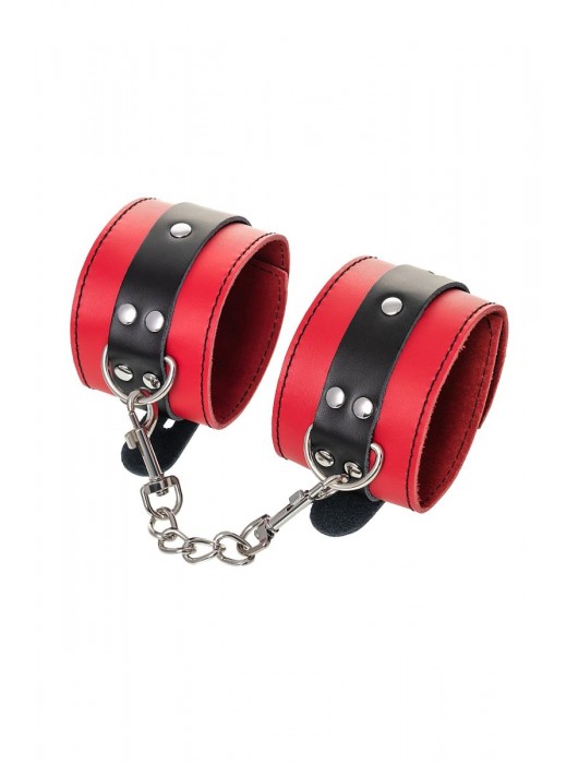 Красно-черные оковы на ноги из кожи - ToyFa - купить с доставкой в Курске