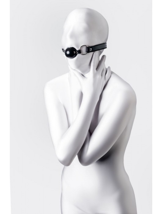 Черный кляп-шар на кожаных ремешках Anonymo - ToyFa - купить с доставкой в Курске