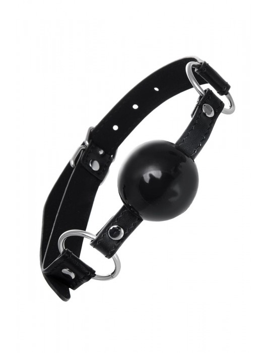 Черный кляп-шар на кожаных ремешках Anonymo - ToyFa - купить с доставкой в Курске