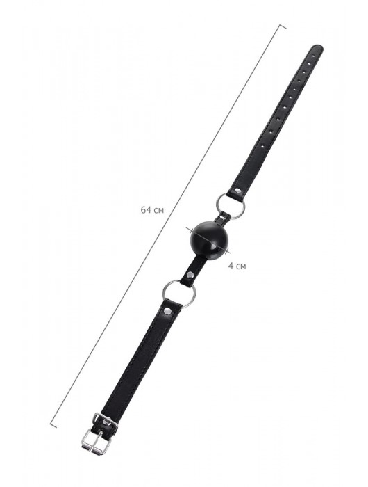 Черный кляп-шар на кожаных ремешках Anonymo - ToyFa - купить с доставкой в Курске