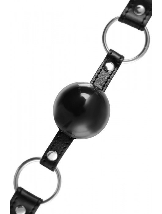 Черный кляп-шар на кожаных ремешках Anonymo - ToyFa - купить с доставкой в Курске