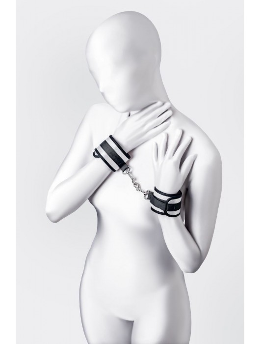 Серебристо-черные наручники Anonymo - ToyFa - купить с доставкой в Курске