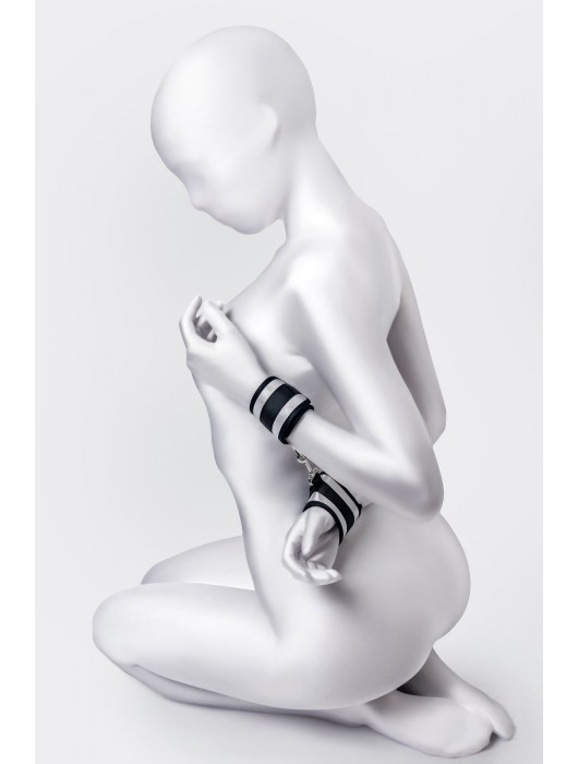 Серебристо-черные наручники Anonymo - ToyFa - купить с доставкой в Курске