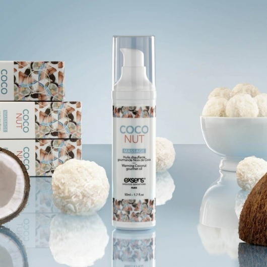 Разогревающее массажное масло с ароматом кокоса Gourmet Coconut - 50 мл. - Exsens - купить с доставкой в Курске