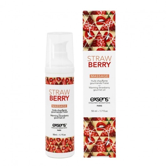 Разогревающее массажное масло  с ароматом клубники Gourmet Strawberry - 50 мл. - Exsens - купить с доставкой в Курске