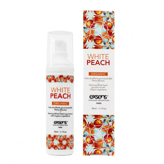 Разогревающее массажное масло Gourmet White Peach Organic с органическими ингредиентами - 50 мл. - Exsens - купить с доставкой в Курске