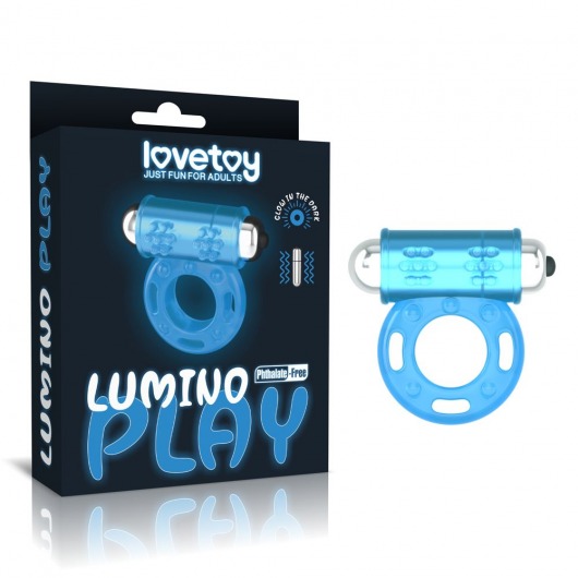 Голубое, светящееся в темноте эрекционное виброкольцо Lumino Play Vibrating Penis Ring - Lovetoy - в Курске купить с доставкой