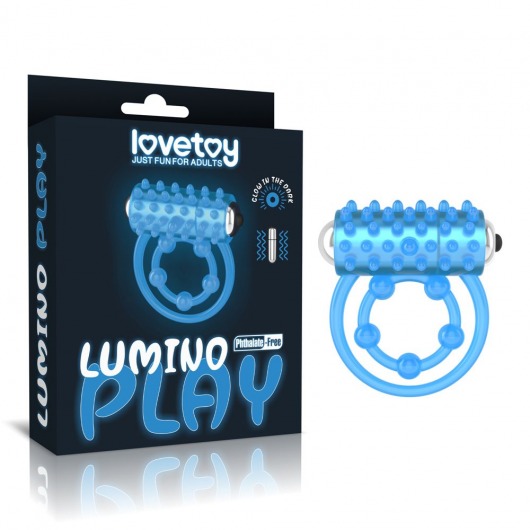 Голубое, светящееся в темноте виброкольцо Lumino Play Vibrating Penis Ring - Lovetoy - в Курске купить с доставкой