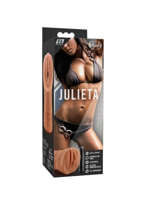 Мастурбатор-вагина цвета карамели Julieta с вибрацией - Blush Novelties - в Курске купить с доставкой