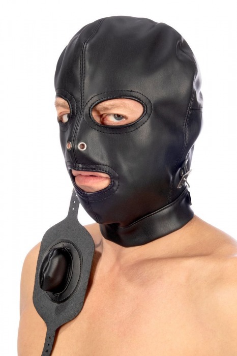 Маска-шлем с прорезями для глаз и регулируемым кляпом - Fetish Tentation - купить с доставкой в Курске Маска-шлем с прорезями для глаз и регулируемым кляпом - Fetish Tentation - купить с доставкой в Курске