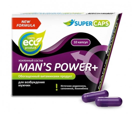 Возбуждающее средство для мужчин Mans Power plus - 10 капсул (0,35 гр.) +1 в подарок - SuperCaps - купить с доставкой в Курске