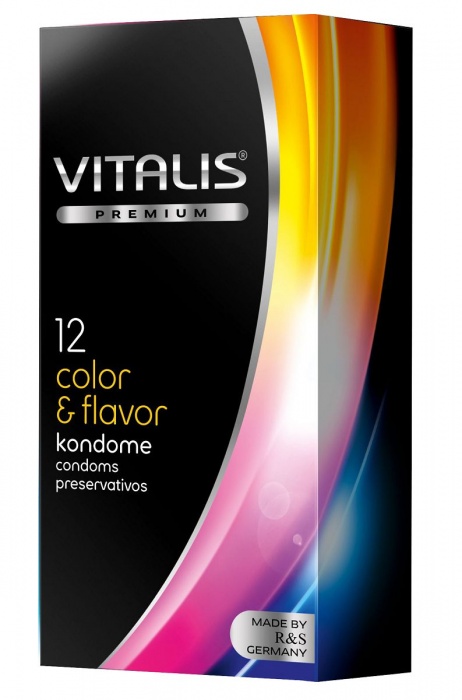 Цветные ароматизированные презервативы VITALIS PREMIUM color   flavor - 12 шт. - Vitalis - купить с доставкой в Курске