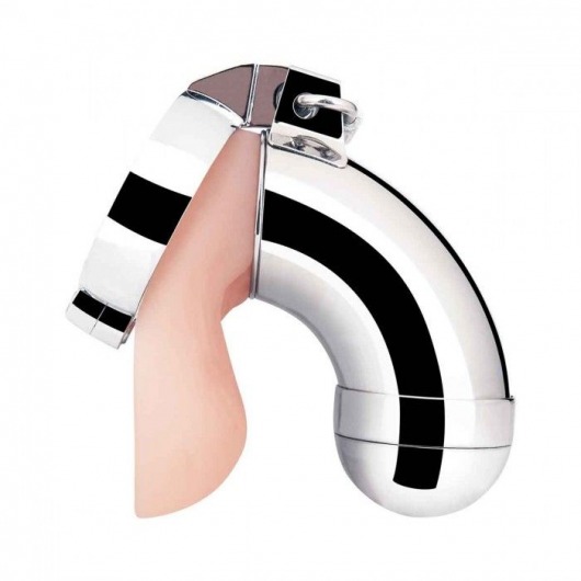 Серебристая сплошная клетка для фаллоса Total Submission Cage - BlueLine - купить с доставкой в Курске