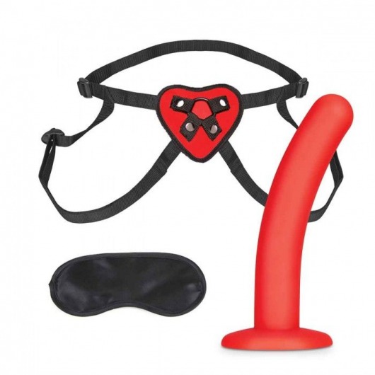 Красный поясной фаллоимитатор Red Heart Strap on Harness   5in Dildo Set - 12,25 см. - Lux Fetish - купить с доставкой в Курске