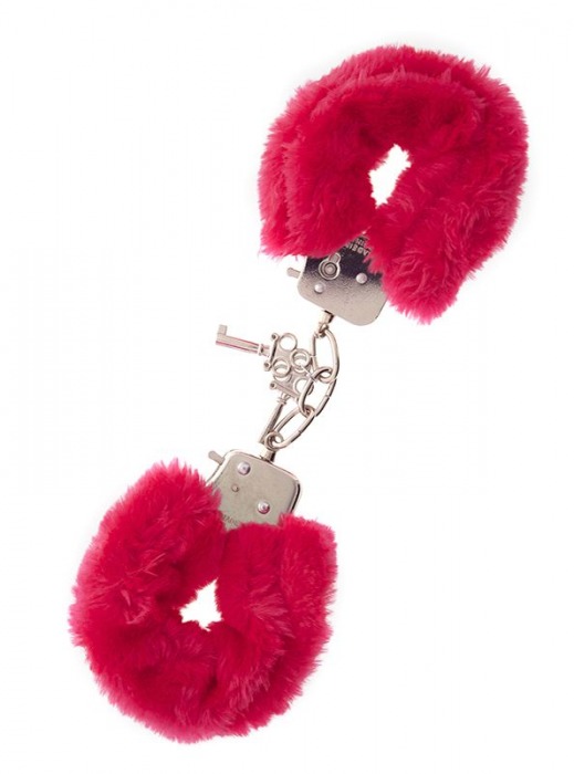 Металлические наручники с красной меховой опушкой METAL HANDCUFF WITH PLUSH RED - Dream Toys - купить с доставкой в Курске