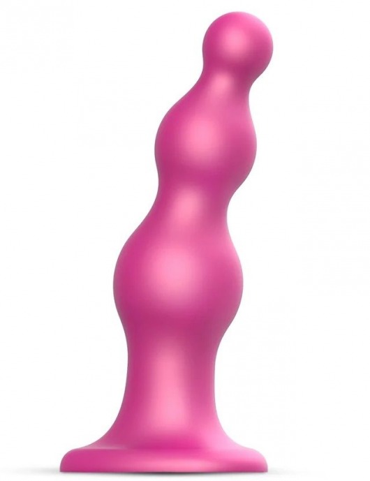 Розовая насадка Strap-On-Me Dildo Plug Beads size L - Strap-on-me - купить с доставкой в Курске