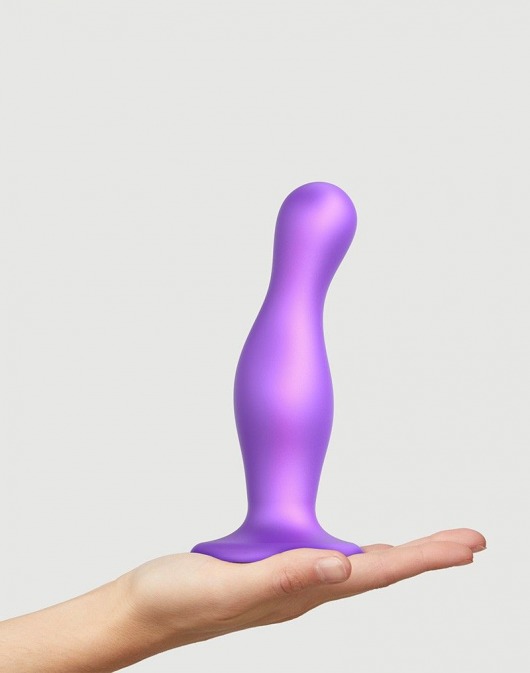 Фиолетовая насадка Strap-On-Me Dildo Plug Curvy size L - Strap-on-me - купить с доставкой в Курске