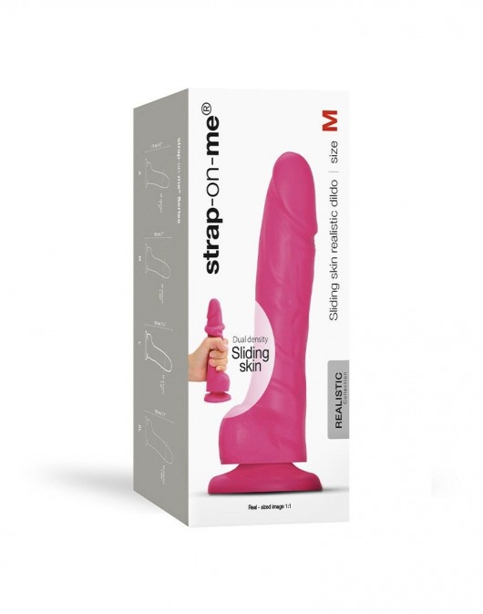 Розовый фаллоимитатор Strap-On-Me Sliding Skin Realistic Dildo size M - Strap-on-me