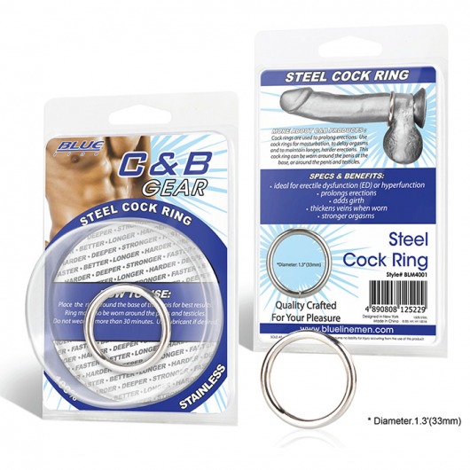 Стальное эрекционное кольцо STEEL COCK RING - 3.5 см. - BlueLine - в Курске купить с доставкой