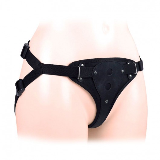 Черный пояс-трусики в комплекте с коннектором и насадкой - Notabu - купить с доставкой в Курске