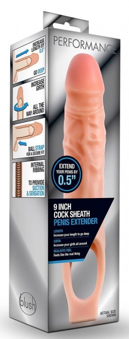 Телесная насадка на пенис 9 Inch Cock Sheath Extender - 22,2 см. - Blush Novelties - в Курске купить с доставкой